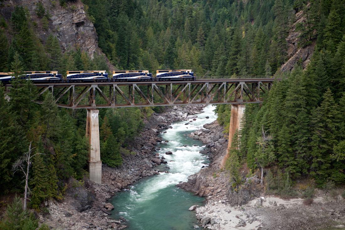 Rocky Mountaineer Crossing Nahatlatch River, near Boston Bar, BC